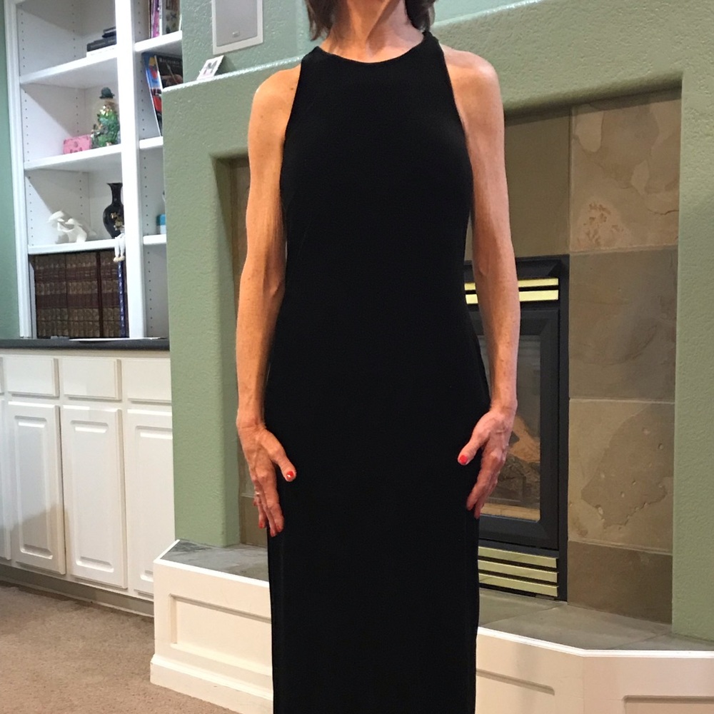 Black velvet full length gown size 4 petite